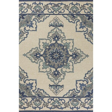 Palacedesigns 5 x 7 ft. 6 in. UV-Treated Polypropylene Ivory & Blue Area Rug PA3654292